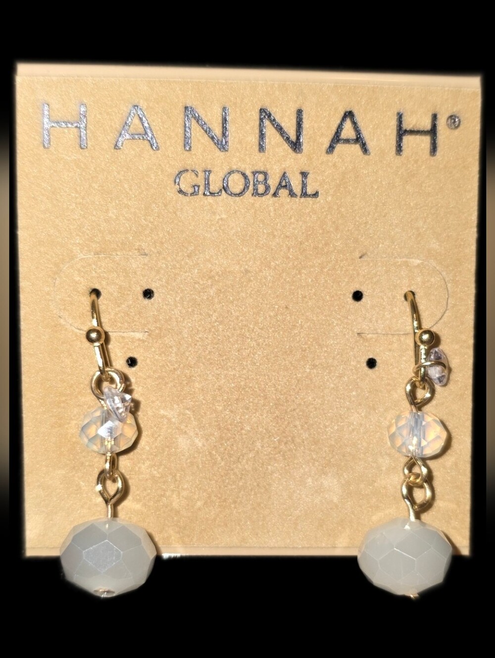 Goldtone Drop Earrings w/Opalesque Beads